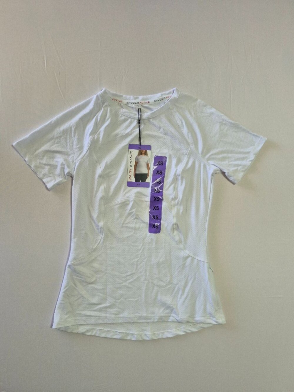 NWT Spyder Active Women XS White Short Sleeve Athletic Performance Tee Shirt